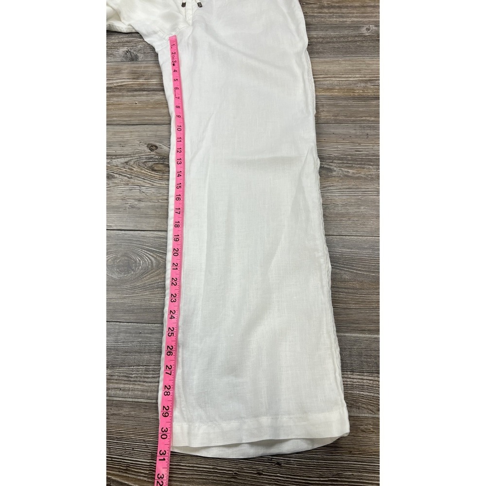 Tommy Bahama Womens 100% Linen Pants White Drawstring/Zip Size 31/31.5 Beachy - Picture 12 of 13